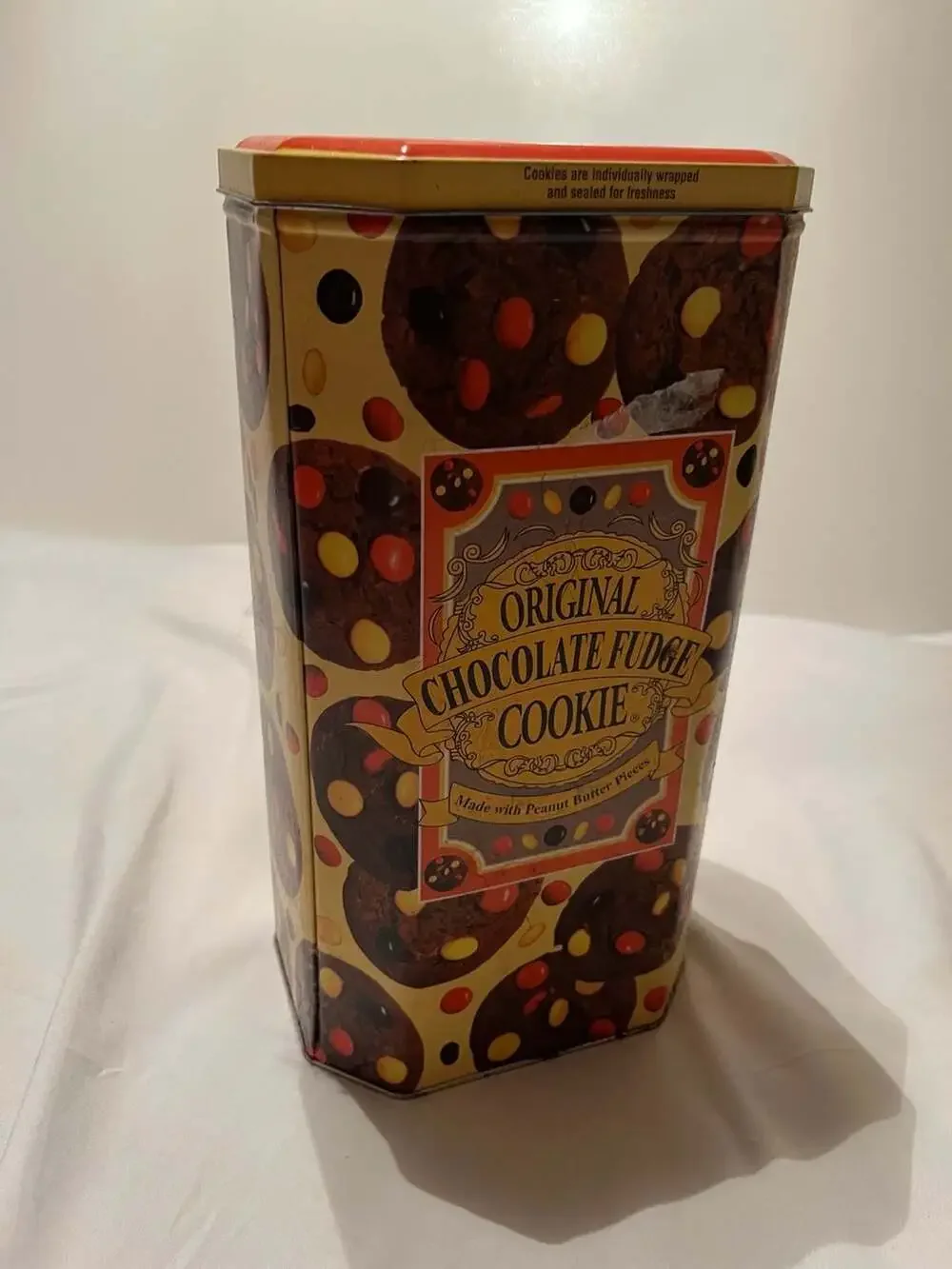 Vintage Natco Original Chocolate Fudge Cookie Tin with Peanut Butter Pieces